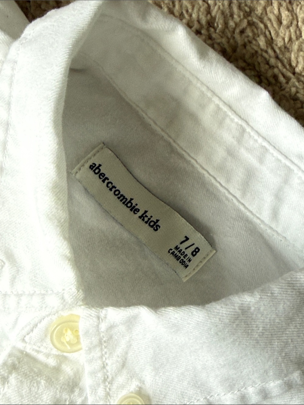 abercrombie kids White Button-Front Collared Shirt size 7/8 - Picture 2 of 10